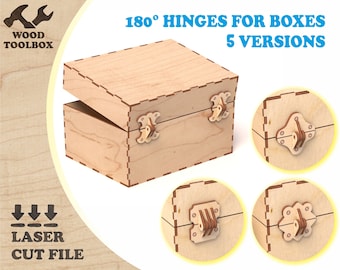 Hinges for boxes 180 degrees - laser cut files. Hinges Pattern for wooden box. Laser cut Templates SVG CDR DXF Ai