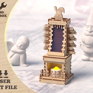 Calendrier de l'Avent de Noël - Cheminée du Père Noël - Fichiers découpés au laser. Décoration de Noël DXF CDR Ai / modèle de calendrier / fichiers svg laser de Noël
