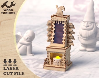 Christmas Advent Calendar - Santa's fireplace - laser cut files. Christmas decor DXF CDR Ai / calendar template / Christmas laser svg files