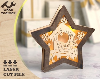 Layered Weihnachtsstern SVG | Lightbox Holz Vorlage | DIY Nachtlicht |  Urlaub Laterne Datei | Neujahr Geschenkidee - Etsy sterreich