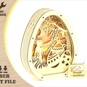 Ostern Lightbox SVG | 3D Happy Osterei Nachtlicht Laser Cut Datei | Glowforge DIY Frühlingsdeko oder Weihnachtsgeschenk