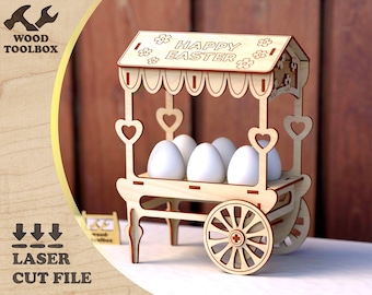 Easter Egg Cart Laser Cut File: Wooden Egg Holder SVG Template (Digital Download