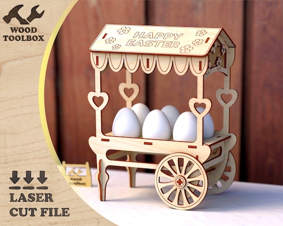 Easter Egg Cart Laser Cut File: Wooden Egg Holder SVG Template (Digital Download