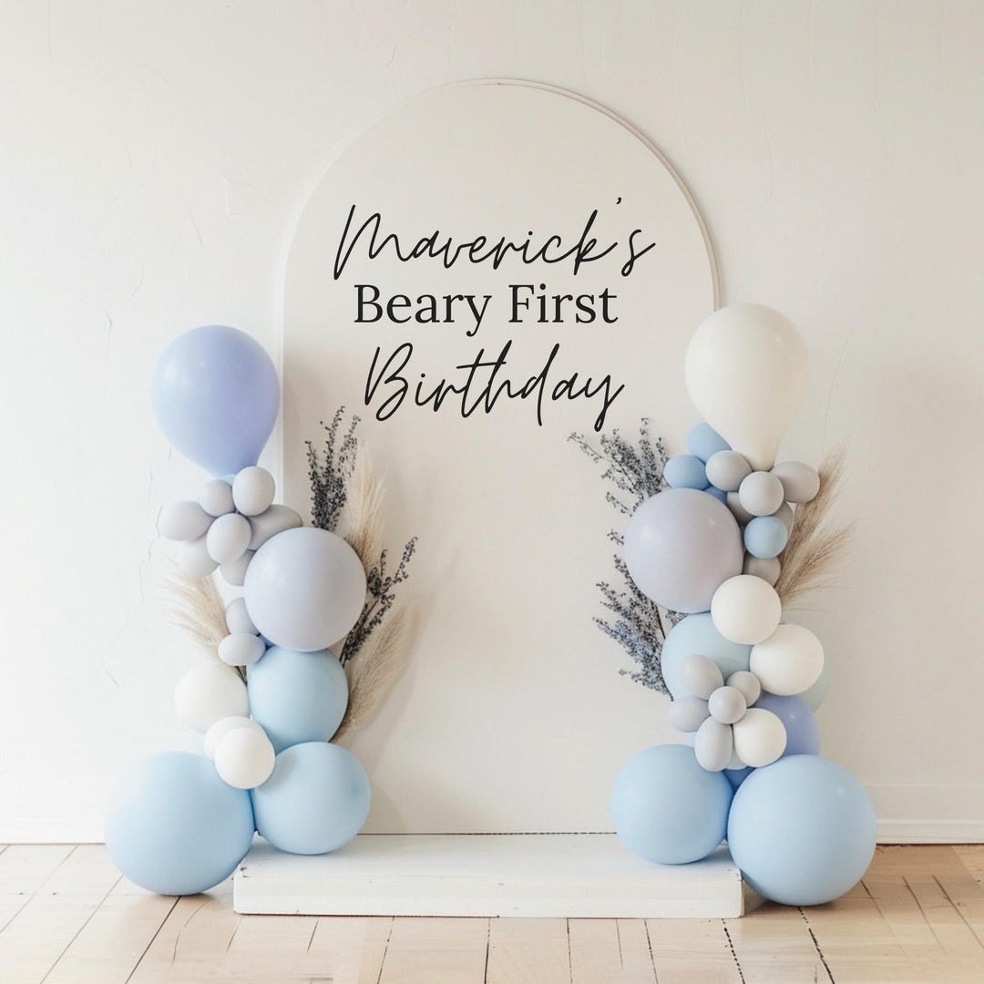 Custom Beary First Birthday Decal | Party Backdrop Decor - Etsy
