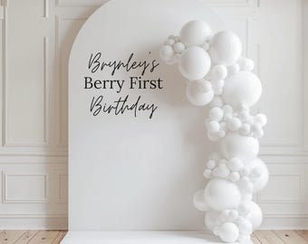 Personalized Berry First Birthday Party Decal Set – 2-Piece Vinyl Sticker For Balloon Arch, Backdrop, Photo Banner, Sweet One Birthday Decor For Baby Girls