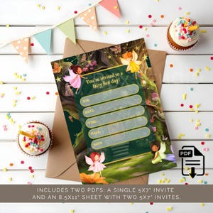 Faire-part d'anniversaire de jardin féerique | Fête de fille fantaisiste à imprimer | Invitation à téléchargement instantané Magical Woodland