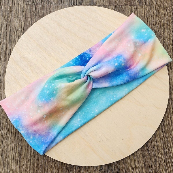 Multi-Color Galaxy & Stars Tie-Dye Twist Headband