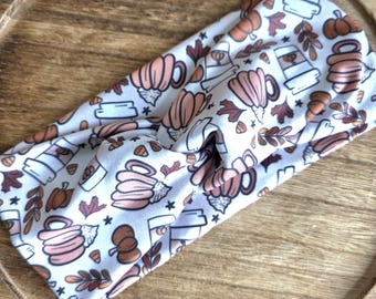 Pumpkin Spice Latte Twist Headband: Fall Stretch Headband