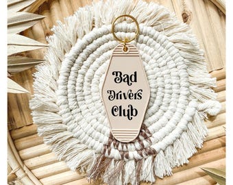 Motel key chain // retro key chain // motel key tag // vintage motel key chain // bad drivers club // funny key chain