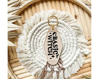 Motel keychain // Halloween keychain // retro keychain // motel key tag // vintage motel keychain // basic witch