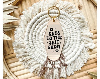 Motel keychain // retro keychain // motel key tag // vintage motel keychain // funny keychain // keys to the sh*t show