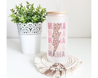 Mama Glass tumbler // mama beer can glass // glass can cup // gift for mom // gift for her // mama tumbler