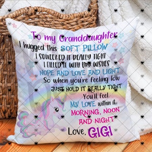 To my Enkelin Kissen, süßes Einhorn Kissen, Oma Gigi und Kinder, Sublimation Digital Files pngs