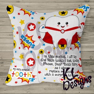 Tooth Fairy Pillow Design Superhero Kids Tooth fée Modèle Sublimation Fichiers numériques pngs