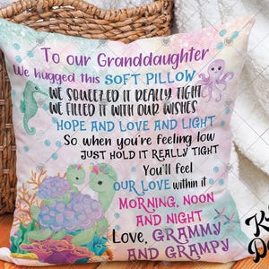 Coussin À notre petite-fille, oreiller tortues mignonnes, Grammy et enfants, fichiers numériques par sublimation png