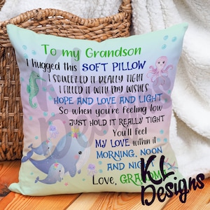 À mon petit-fils Oreiller, oreiller de baleine mignonne, grand-mère et enfants, Sublimation Digital Files pngs