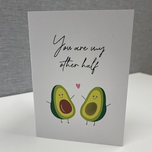 Süße Avocado-Karte – “Du bist meine bessere Hälfte” für Paare, Valentinstag, besondere Anlässe oder einfach so