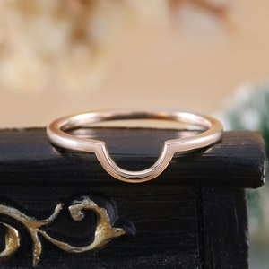 14k / 18k Rosegold Ehering U-förmiger Stapelring schlichter Goldring geschwungener Vintage-Ring Geschenk für sie