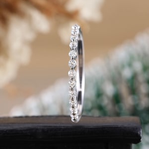 Moissanite white gold wedding band, half eternity diamond wedding ring, stacking matching rings for women, promise anniversary gift for her