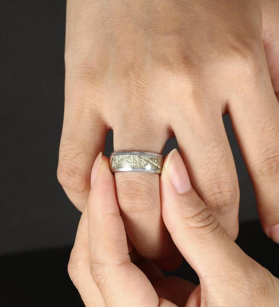 Alianza de boda de tungsteno, anillo de boda de color oro blanco