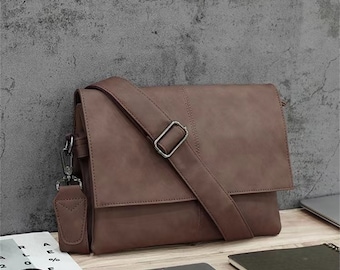 Sac à dos minimaliste en toile cirée, porte-documents pour hommes, sac messager école, sac à bandoulière en cuir, sac pour ordinateur portable, cadeaux de Noël uniques