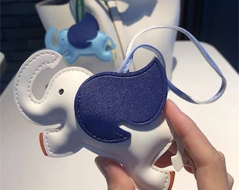 Handmade Elephant Keychain: Kawaii PU Leather Purse Charm