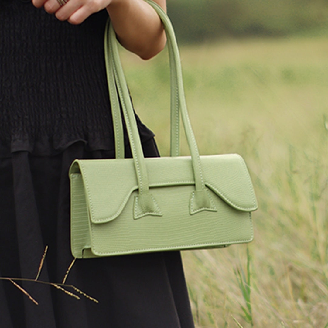 Borsa in pelle verde salvia per le donne Borsa con manico in pelle fatta a mano Borsa tote minimalista Borsa rettangolare in pelle Borsa per tutti i giorni Borsa da donna Etsy Italia
