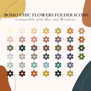 Boho Chic Floral Folder Icons, Customized Cute Folders, Desktop Folders, Aesthetic Desktop Icons, Macbook Folder Icons, Digital Downloads
