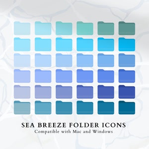 Sea Breeze Aesthetic Folder Icons, Cute Folders, Desktop Folders Icons, MacBook Folder Icons, Customized Folder Icons, Digital Downloads