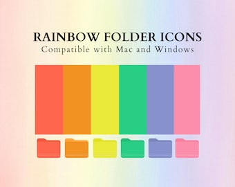 Conjunto de ícones de pastas MacBook Rainbow Pastel, ícones de pastas de área de trabalho, pastas de área de trabalho fofas, ícones estéticos de área de trabalho, downloads de ícones de pastas Mac