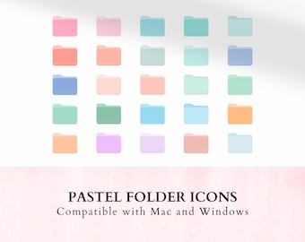 Pastel Macbook Folder Icons, Bundle Pack Pastel folder Icons set, Cute Folders, Digital Downloads, Desktop Icons, Aesthetic Desktop Icons