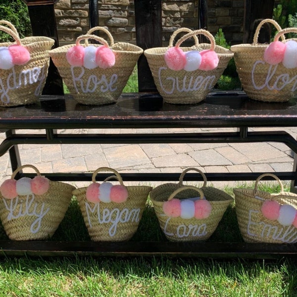 Moroccan Magic: Personalized Straw Baskets & Custom Beach Bags for Wedding Parties and Bridesmaid Gifts