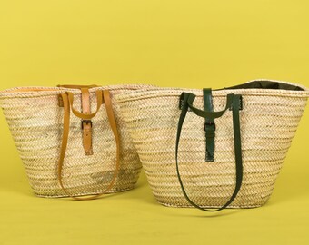 Weekendtas, schoudertas van stro en leer, handgemaakte tassen, weekendtas voor dames, bruidtas, aangepaste strandtas, meisjesreiscadeaus