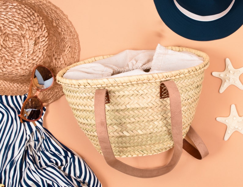 Custom Beach Bag, Straw and Leather Shoulder Bag, French Basket Handbag for Women, Handmade Bag for Women, Boho Tote Bag, Gifts for Her zdjęcie 3