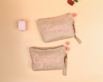 Bolsa de maquillaje personalizada, organizador de maquillaje, bolsa de maquillaje personalizada, bolsas de cosméticos, almacenamiento de cosméticos y artículos de tocador, regalo personalizado para boda, boda