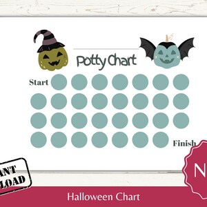 Halloween Potty Chart Printable for Toddler Toilet training Scary pumpkins Potty training chart