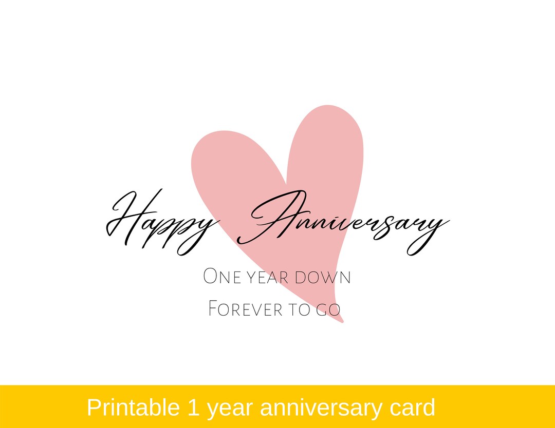 PRINTABLE Happy Anniversary Card, One Year Anniversary Card, Anniversary Card, Printable Card - Etsy