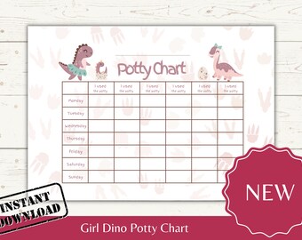 Tabela de penico para meninas: rastreador de treinamento de dinossauros para impressão (PDF)