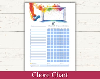 Personalized Soccer Chore Chart for Kids (Printable PDF)