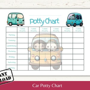 Cars Potty Training Chart Printable for boys vehicle tracker Toilet training chart for toddlers Potty Training ideas