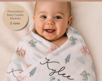 Personalized Kids Blanket  | Custom Name Baby Blanket | Soft Minky Baby Gift | Fantasy Nursery Decor | Personalized Name  | Fairy Tale Throw