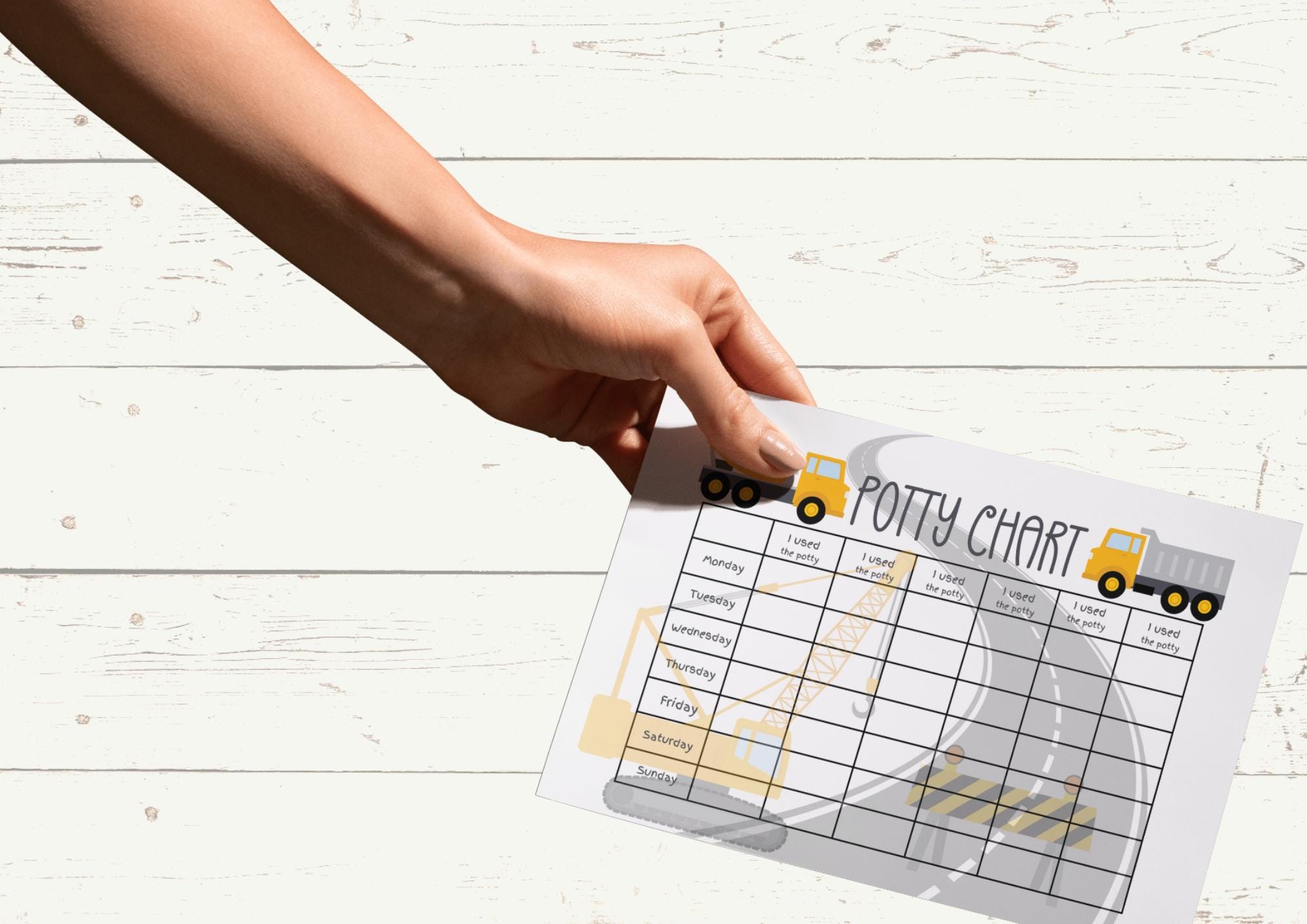 Construction Potty Chart, Printable Potty Chart, Potty Training Reward