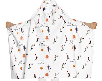 Personalized Basketball Youth Hooded Towel | Kids Sports Hooded Beach Towel