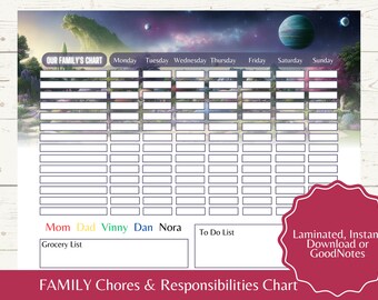 Personalized Planets Family Chore Chart: Printable Responsibility Tracker (PDF)