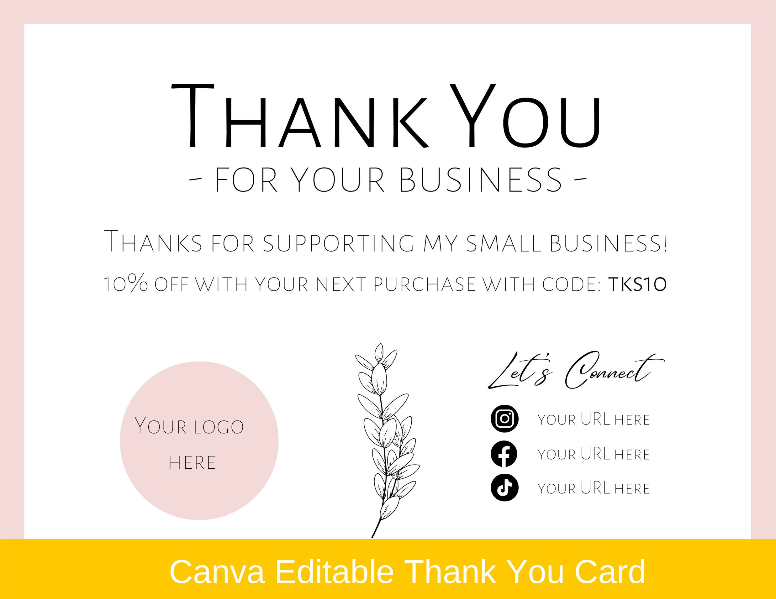 Editable Canva Template Card Thank You Cards Templates Small - Etsy