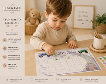 Tableau d'apprentissage de la propreté Monster Truck pour garçons (PDF imprimable)