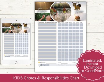 Personalized Kids Chore Chart: Responsibility Tracker (Printable PDF)