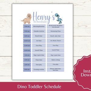 Dinosaurs Toddler Schedule Printable Kids schedule Toddler routine Daily Schedule