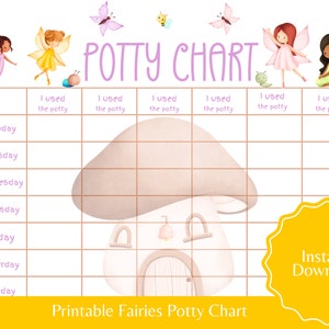 Fairy Potty Training chart printable, Toilet training chart,  Girl Potty chart, PDF 8.5&quot;x11&quot; digital Download