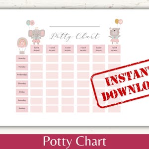 Boho Animals Potty training Chart Printable for girls Toilet Training chart, for toddlers girl potty training ideas
